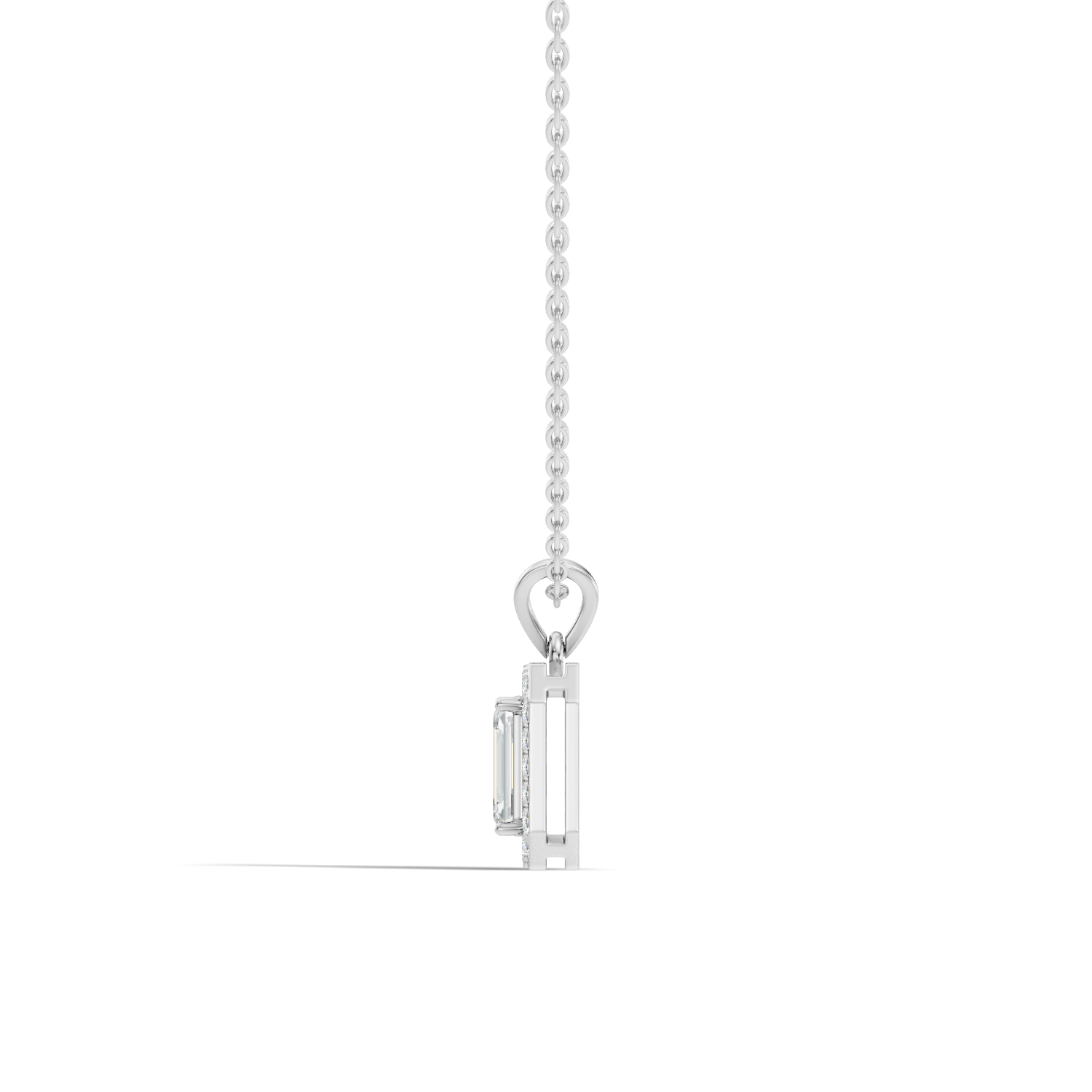 Emerald-Cut Diamond Halo Pendant
