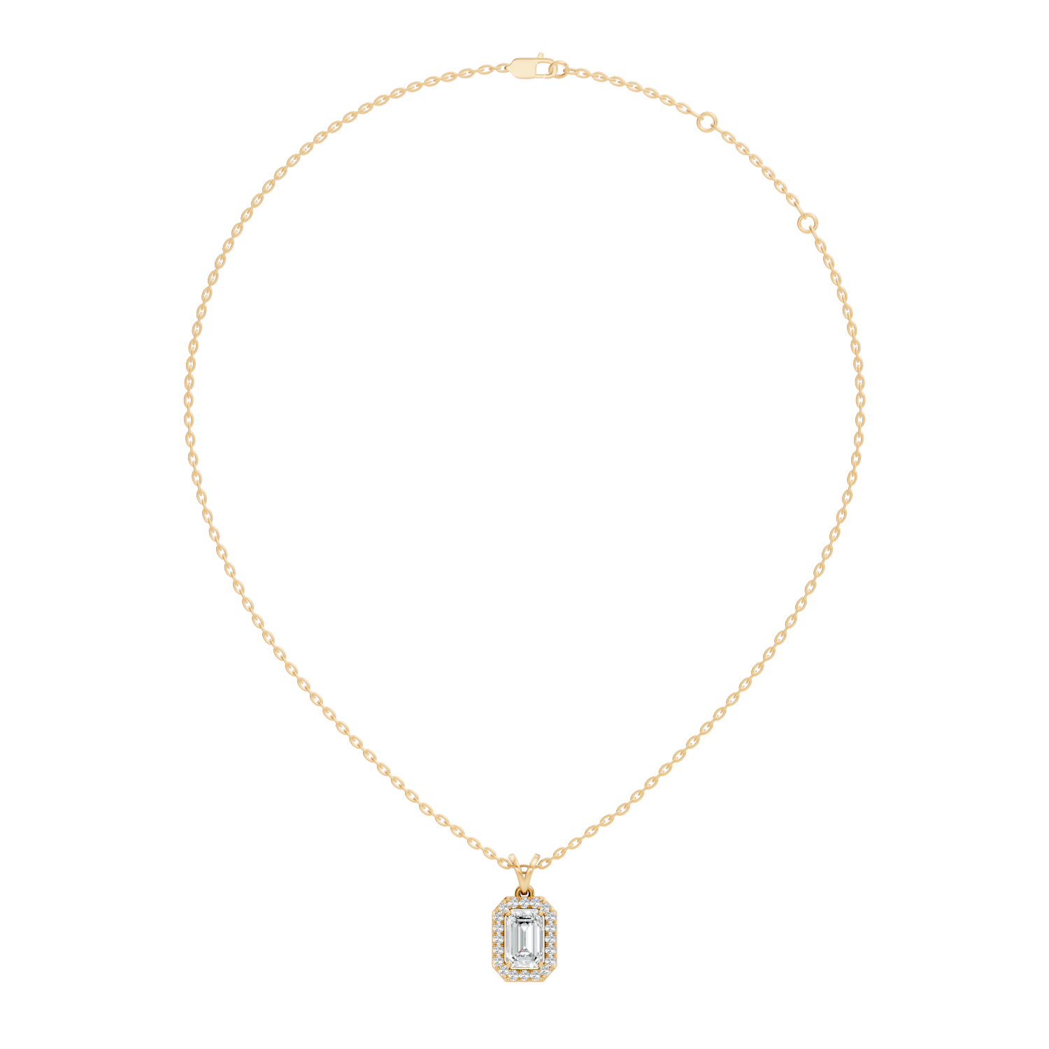 Emerald-Cut Diamond Halo Pendant