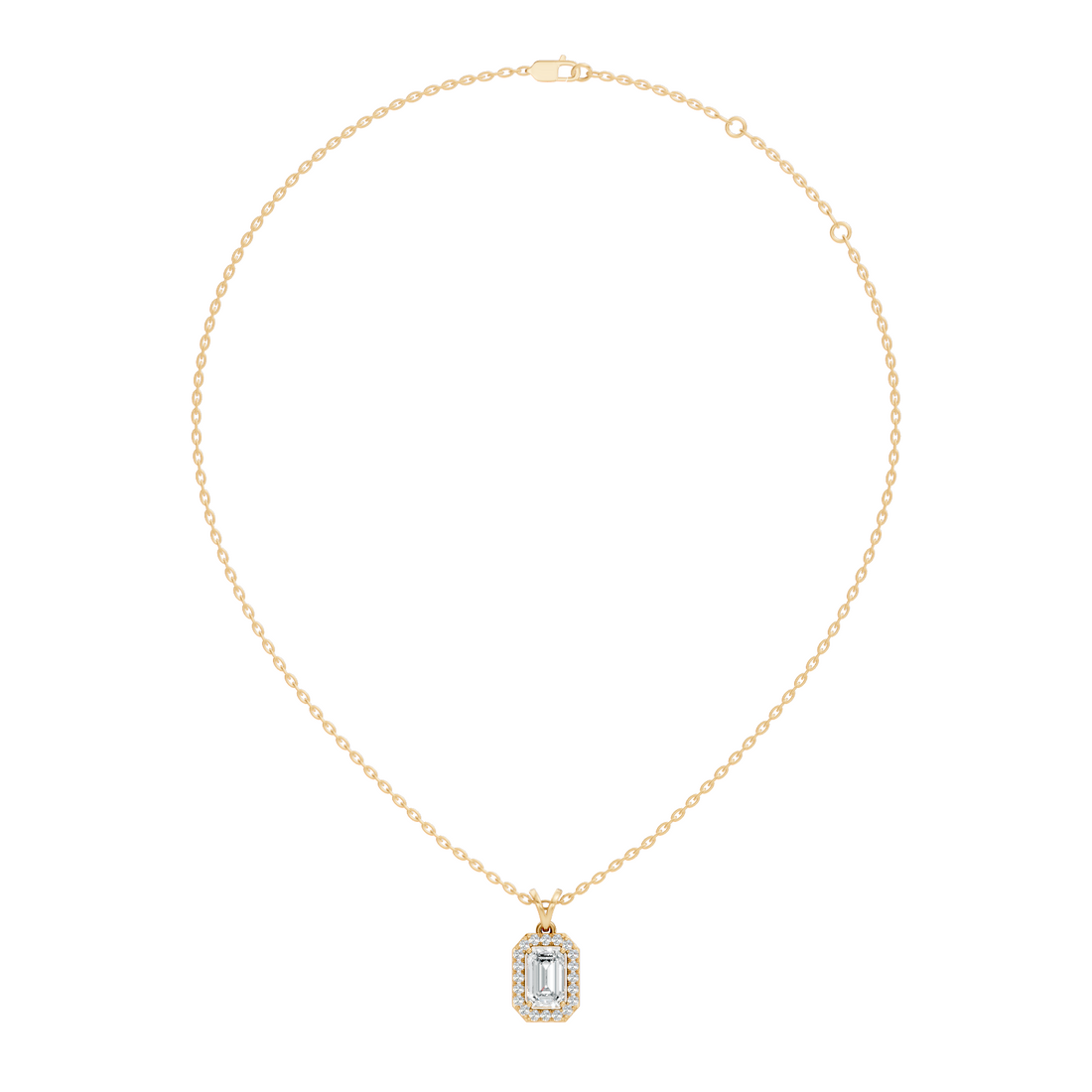 Emerald-Cut Diamond Halo Pendant