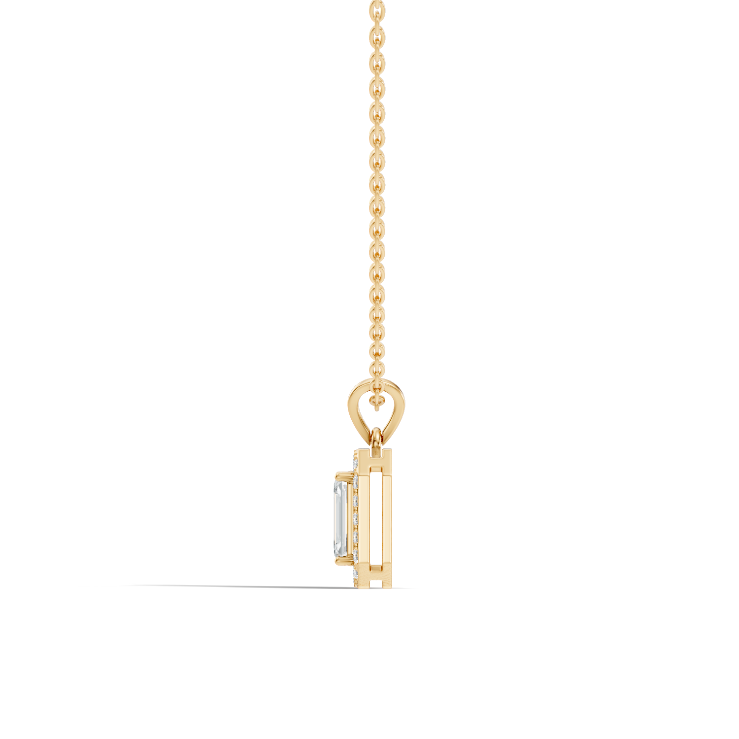 Emerald-Cut Diamond Halo Pendant