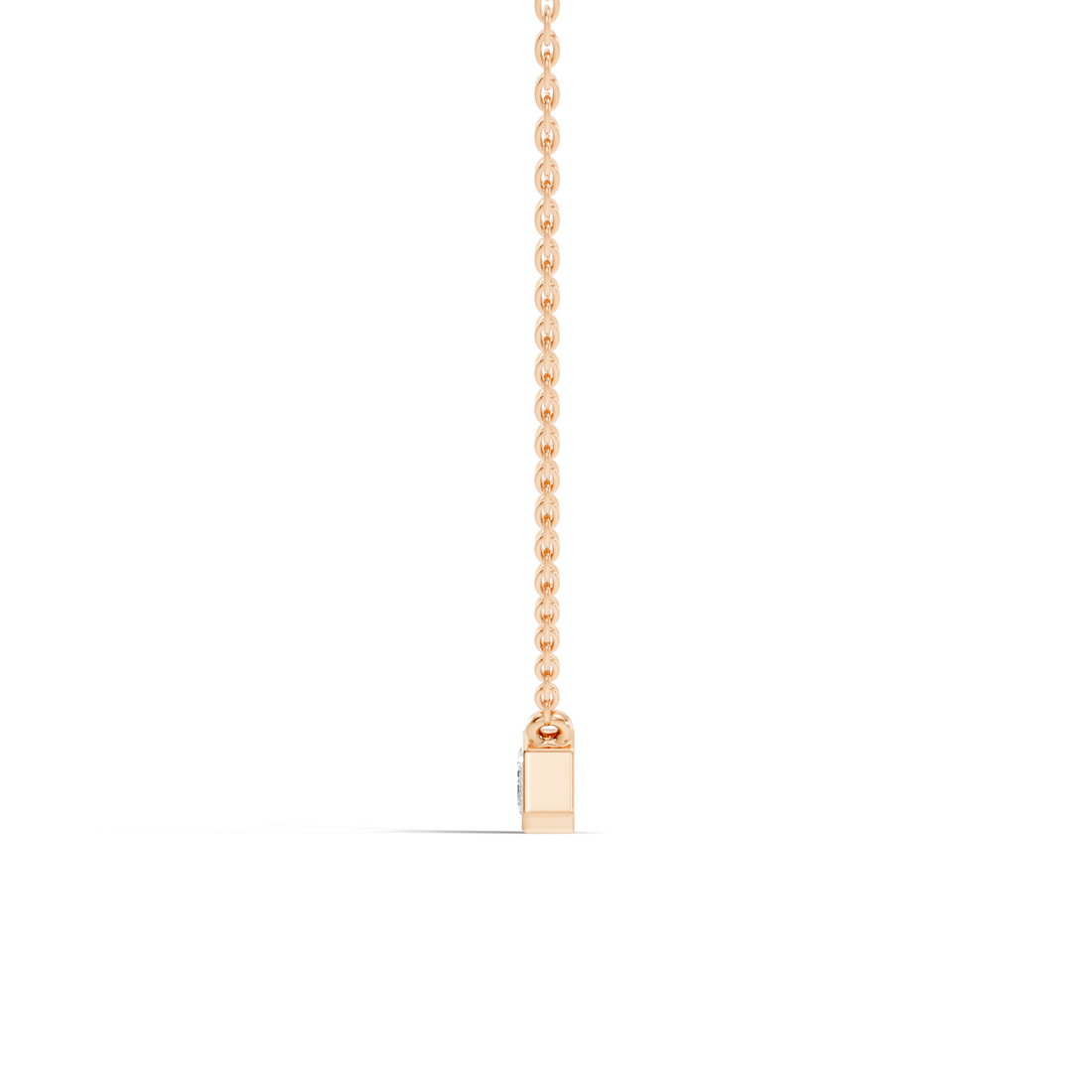 Bezel-Set Horizontal Emerald-Cut Diamond Solitaire Pendant 49 Pointer