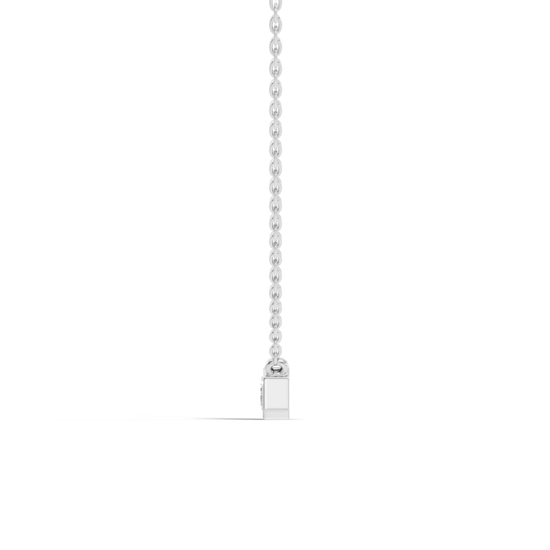 Bezel-Set Horizontal Emerald-Cut Diamond Solitaire Pendant 49 Pointer