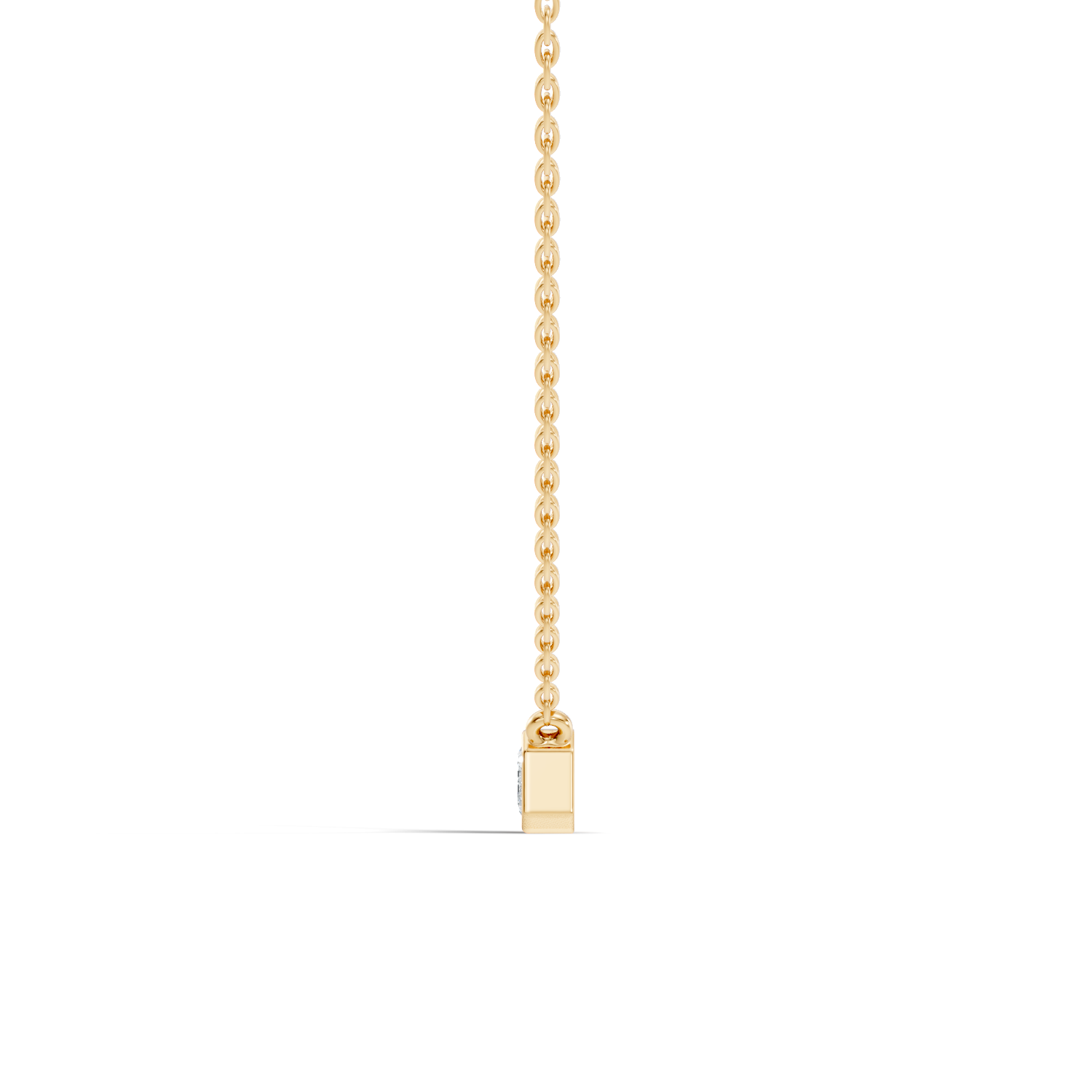 Bezel-Set Horizontal Emerald-Cut Diamond Solitaire Pendant 49 Pointer