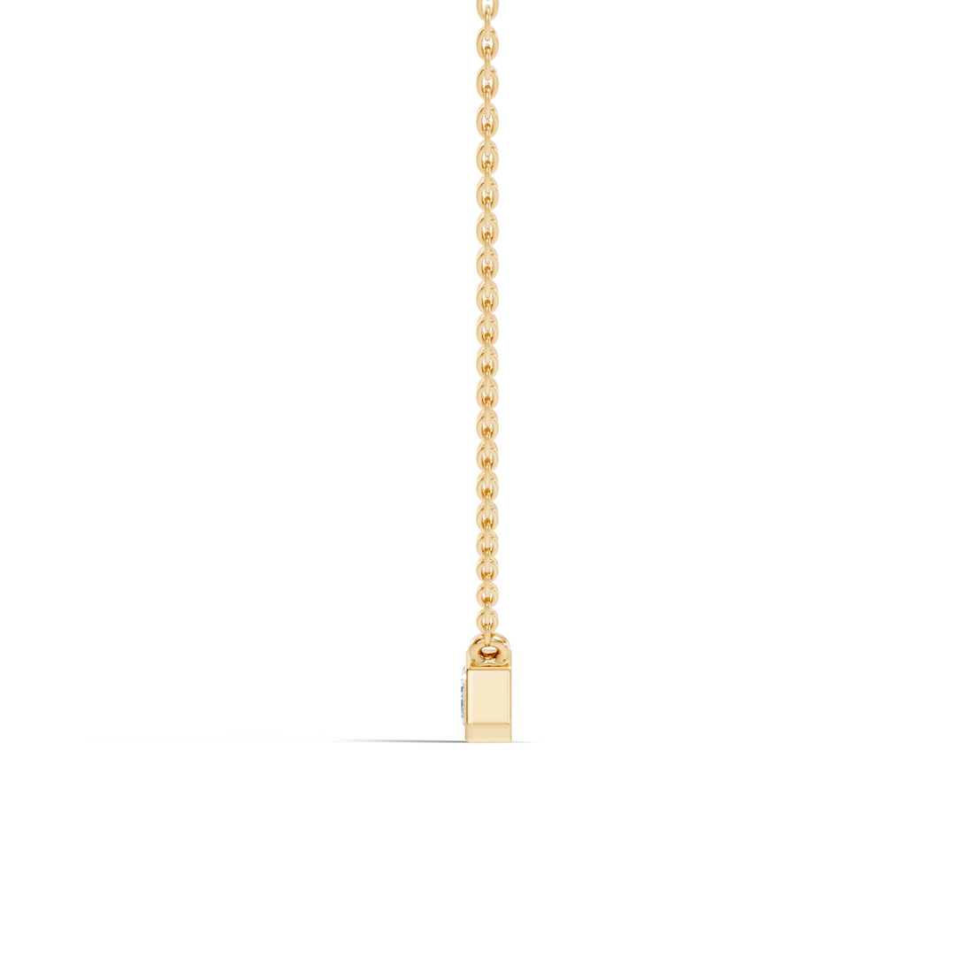 Bezel-Set Horizontal Emerald-Cut Diamond Solitaire Pendant 49 Pointer