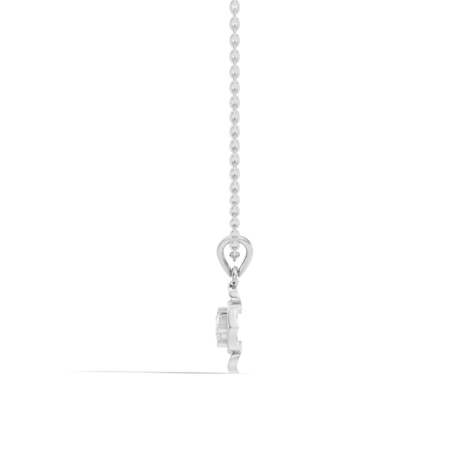 Openwork Floral Princess-Cut Diamond 41 Pointer Solitaire Pendant