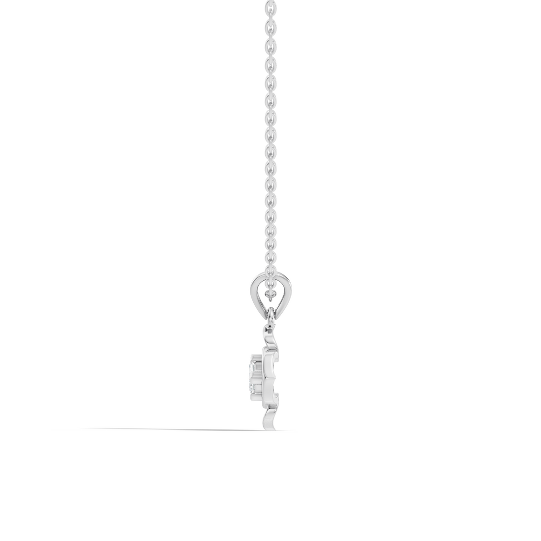 Openwork Floral Princess-Cut Diamond 41 Pointer Solitaire Pendant