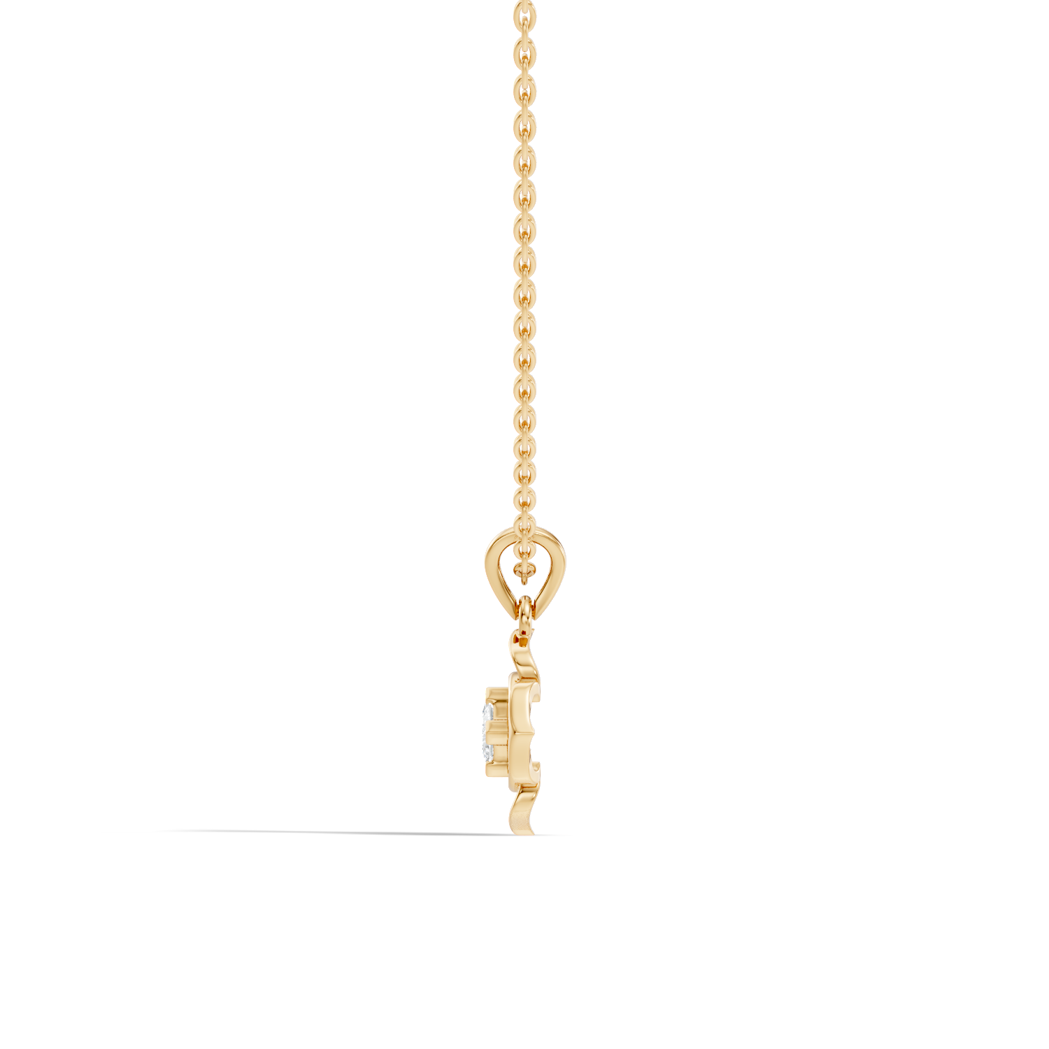Openwork Floral Princess-Cut Diamond 41 Pointer Solitaire Pendant