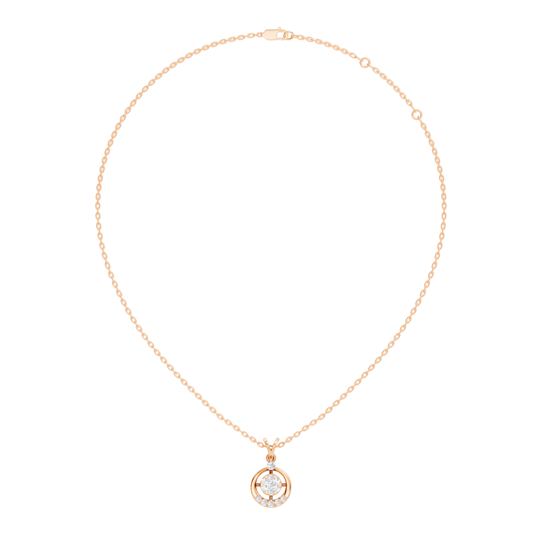 Open Circular Floral Cluster Diamond Pendant