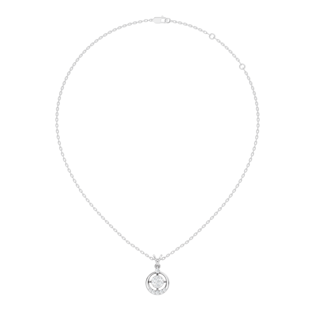Open Circular Floral Cluster Diamond Pendant