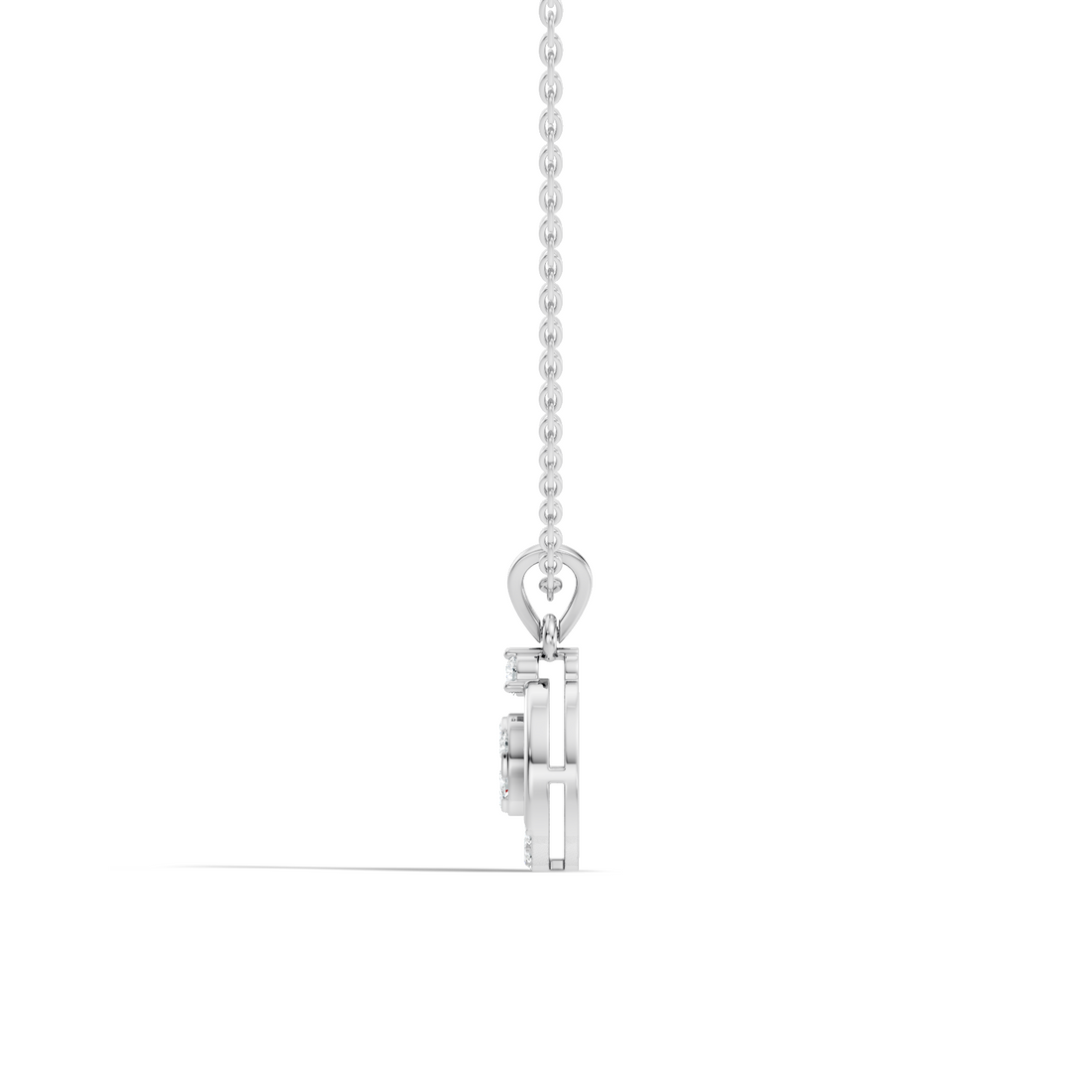Open Circular Floral Cluster Diamond Pendant