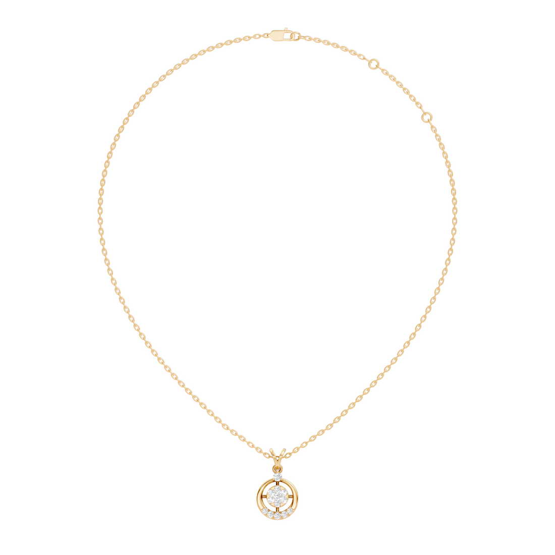Open Circular Floral Cluster Diamond Pendant