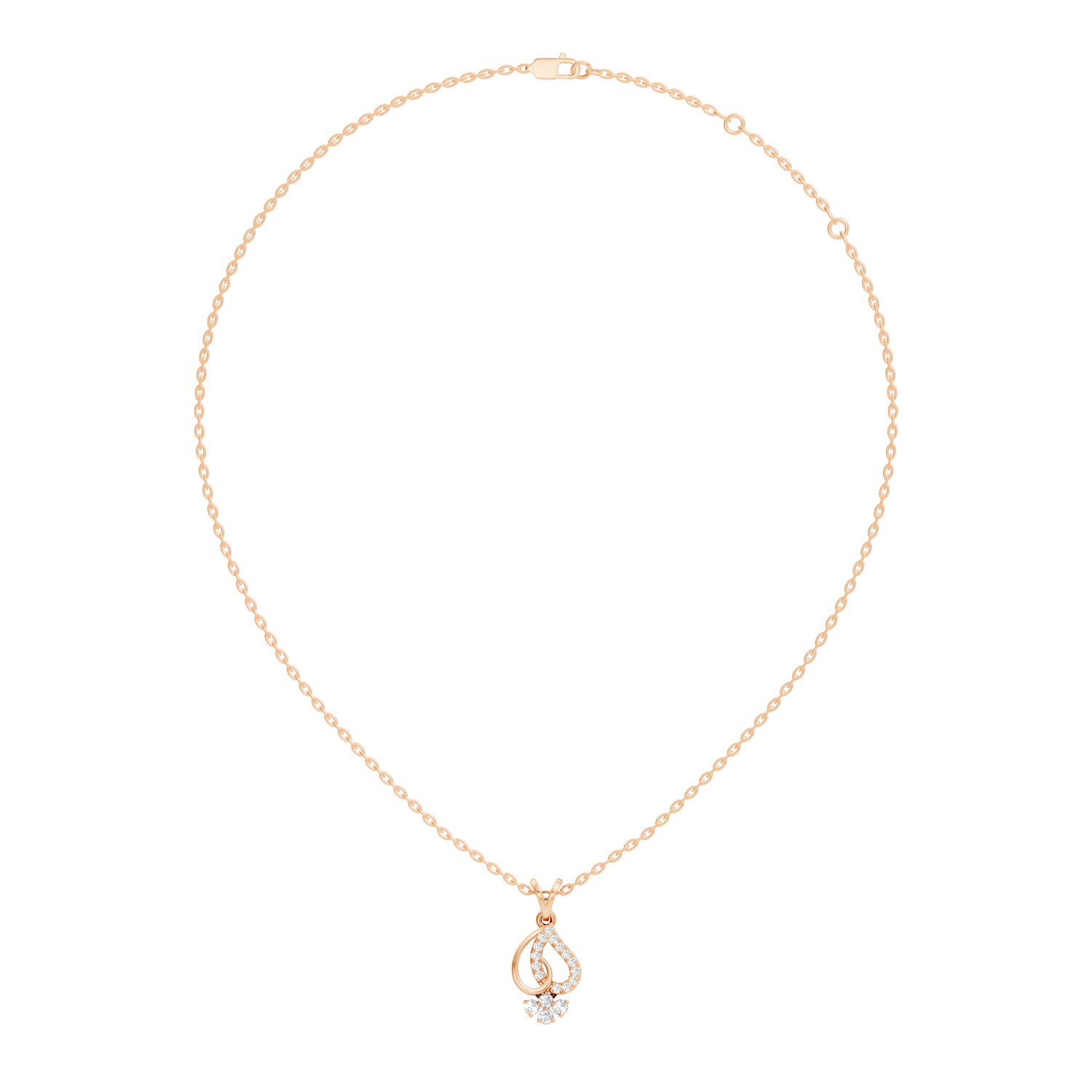 Openwork Teardrop Swirl Diamond Cluster Pendant