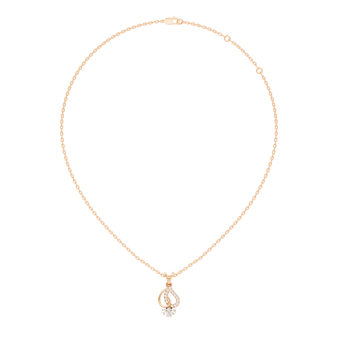 Openwork Teardrop Swirl Diamond Cluster Pendant