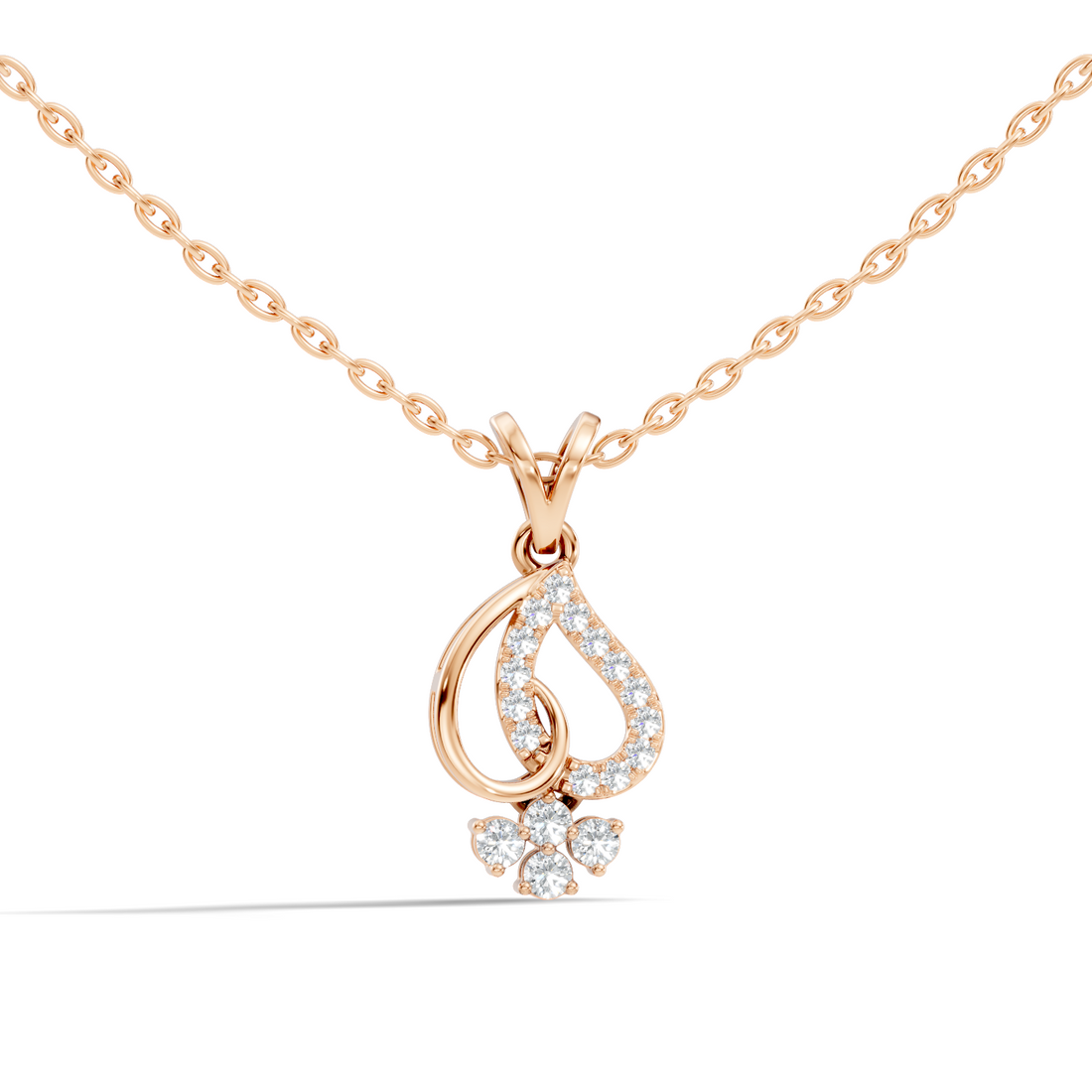 Openwork Teardrop Swirl Diamond Cluster Pendant