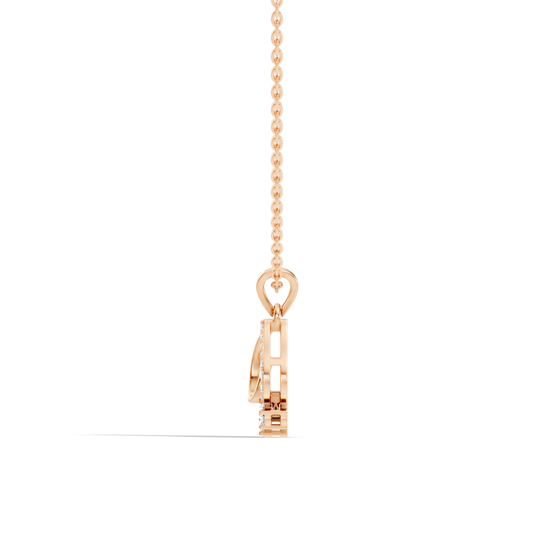 Openwork Teardrop Swirl Diamond Cluster Pendant