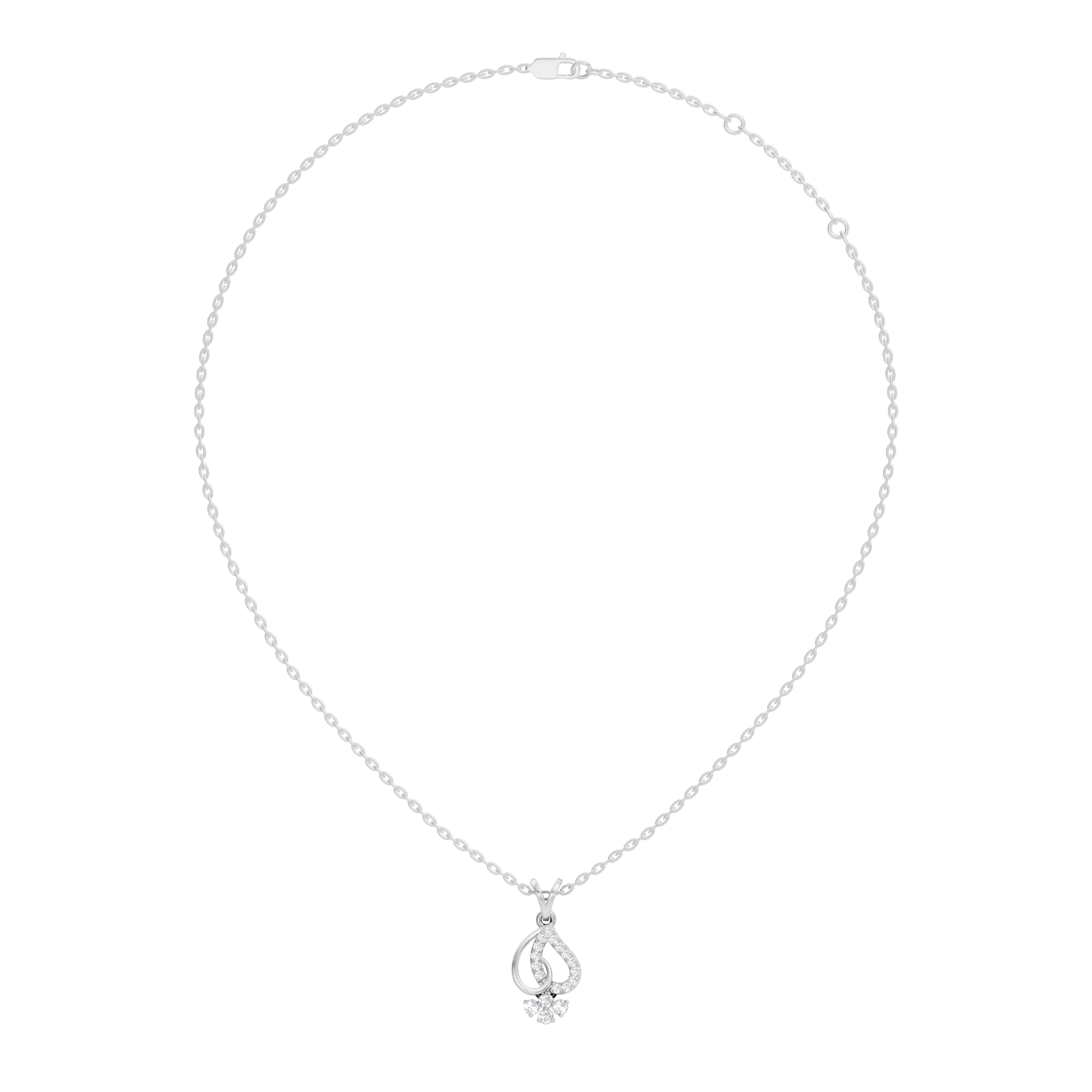 Openwork Teardrop Swirl Diamond Cluster Pendant