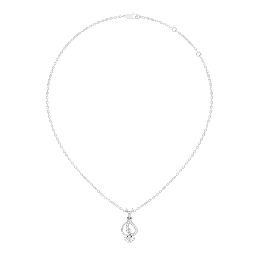 Openwork Teardrop Swirl Diamond Cluster Pendant