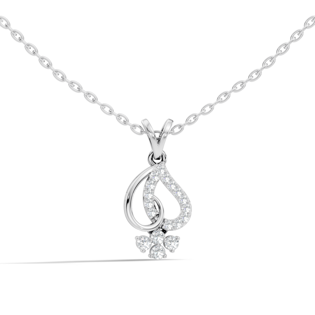 Openwork Teardrop Swirl Diamond Cluster Pendant