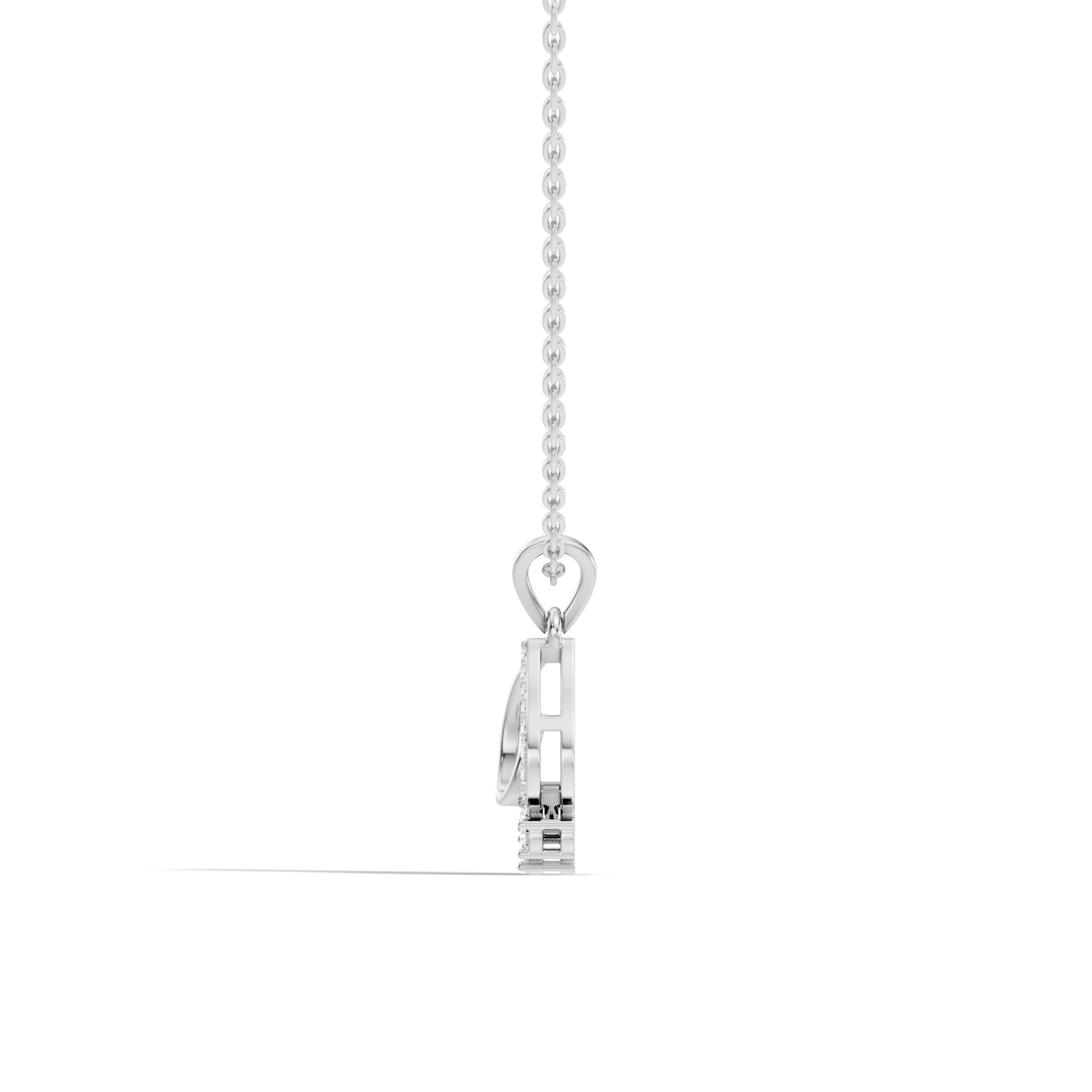 Openwork Teardrop Swirl Diamond Cluster Pendant
