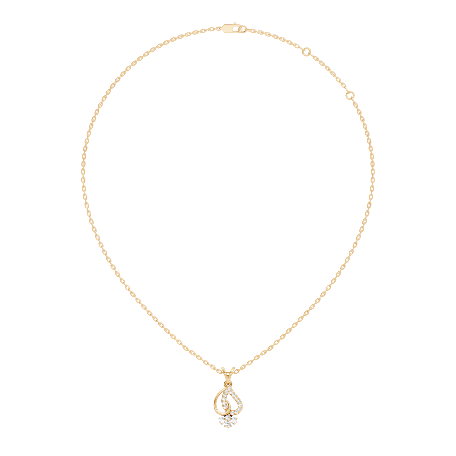 Openwork Teardrop Swirl Diamond Cluster Pendant