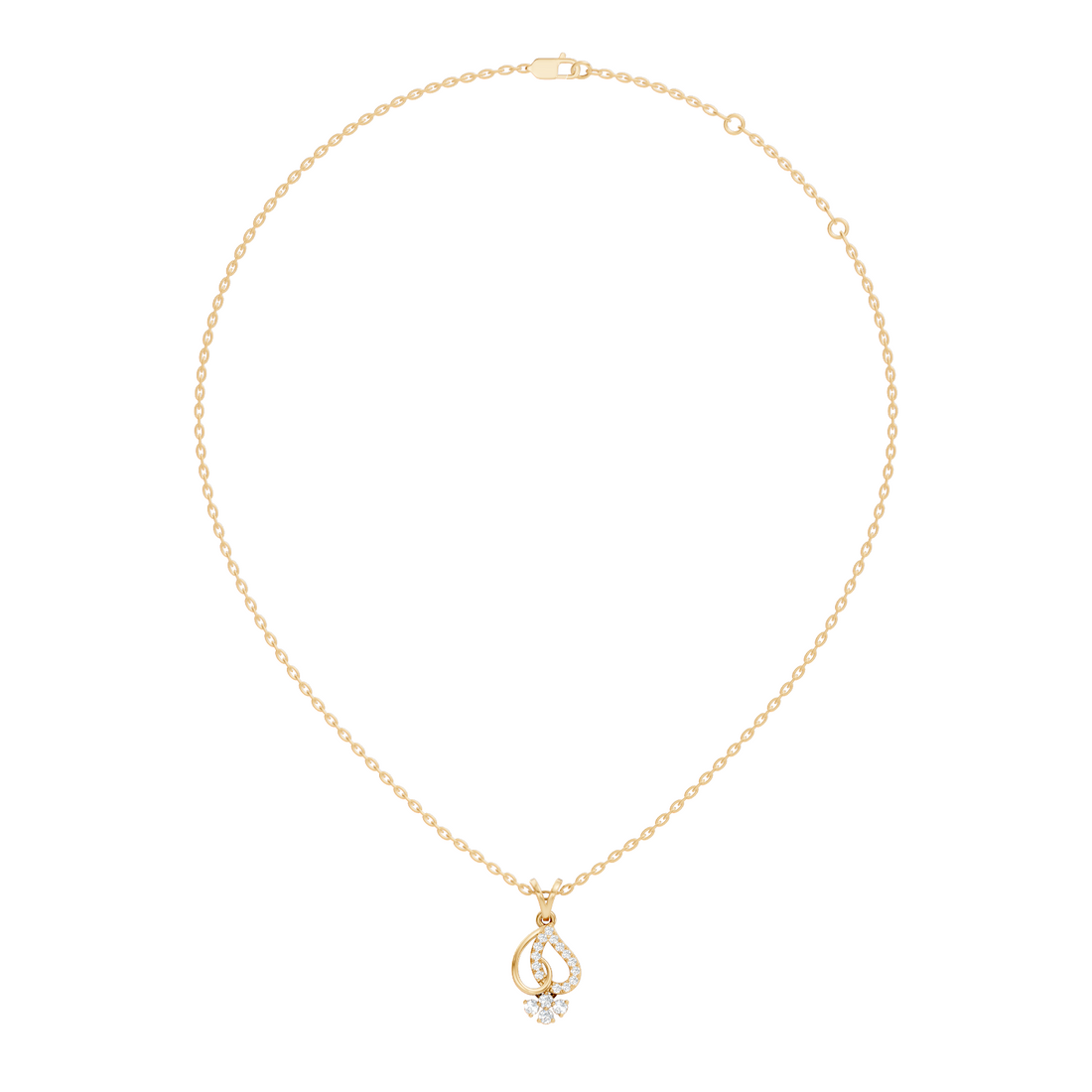 Openwork Teardrop Swirl Diamond Cluster Pendant