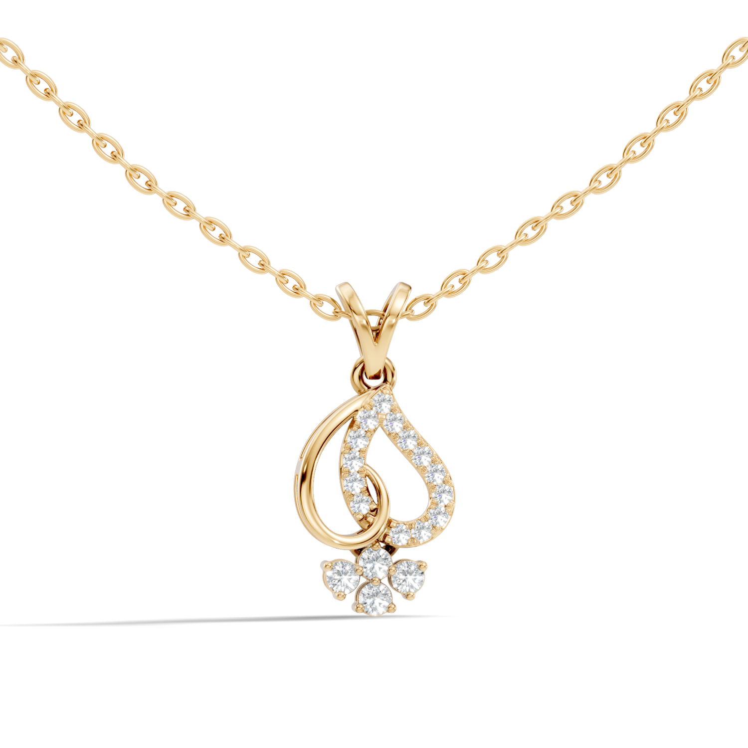 Openwork Teardrop Swirl Diamond Cluster Pendant