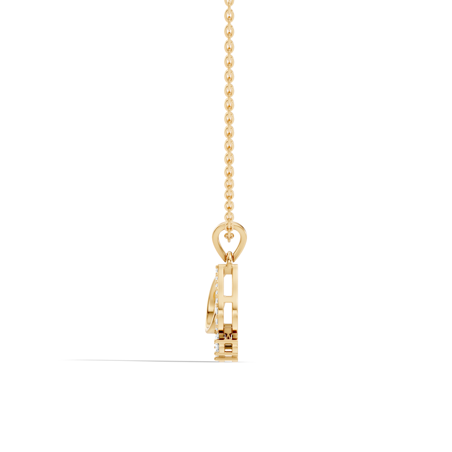 Openwork Teardrop Swirl Diamond Cluster Pendant