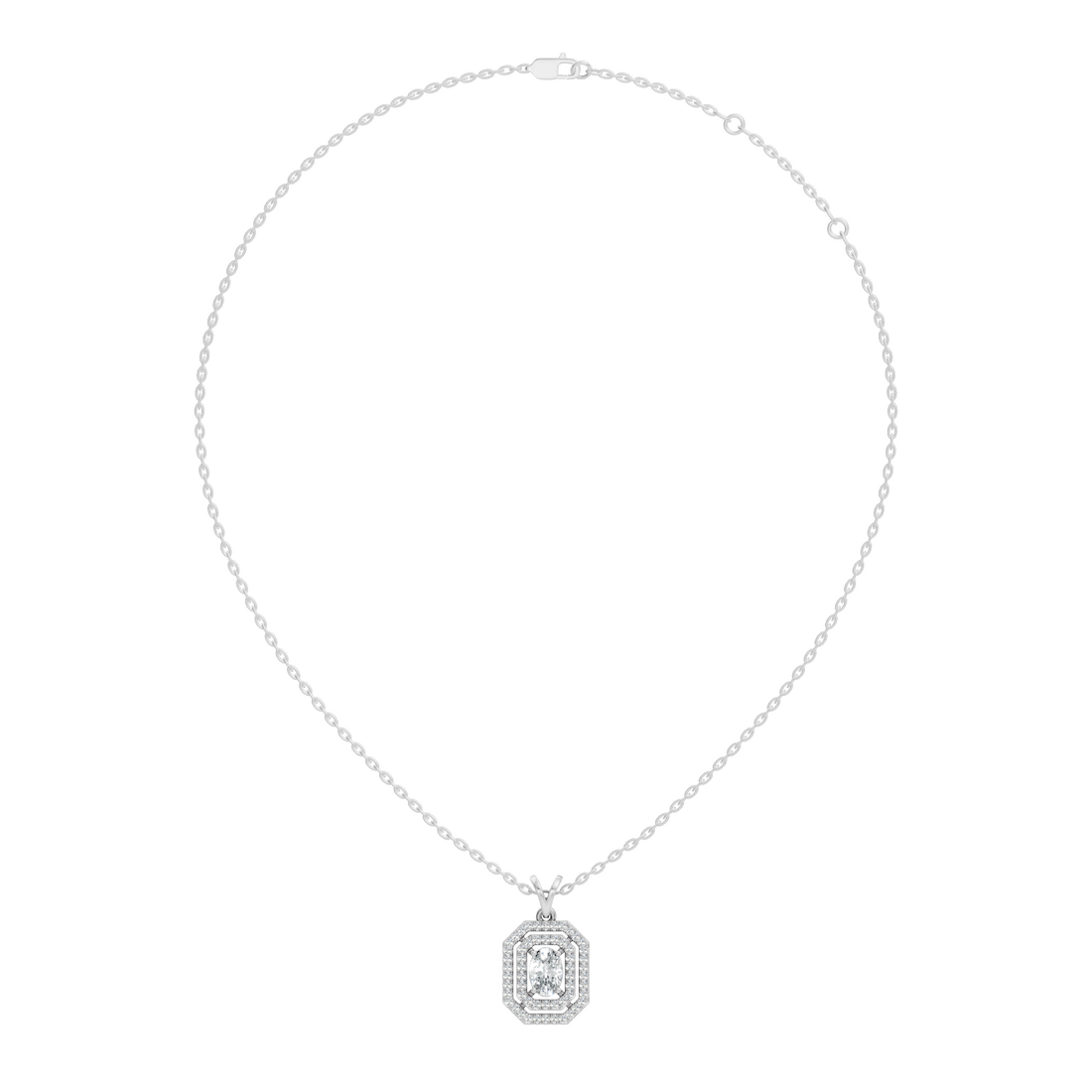 Oval Diamond Double Octagonal Halo Pendant
