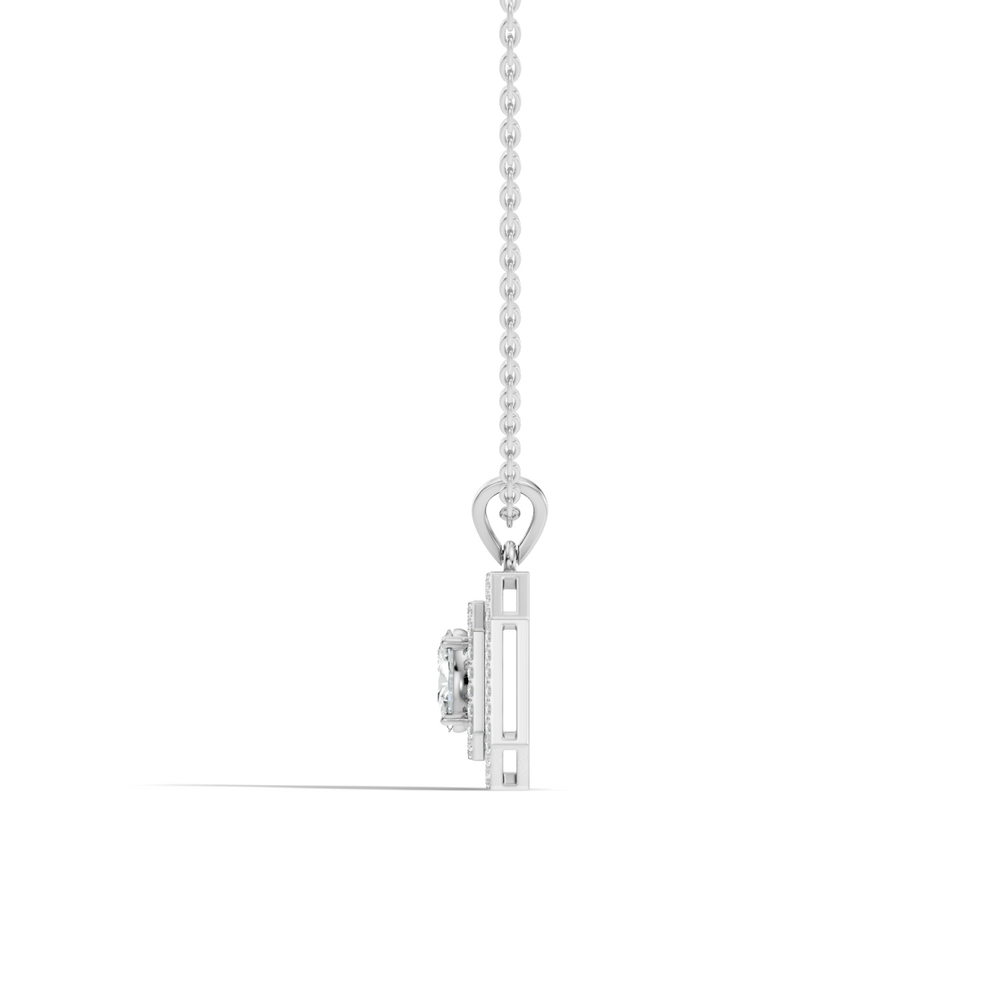 Oval Diamond Double Octagonal Halo Pendant