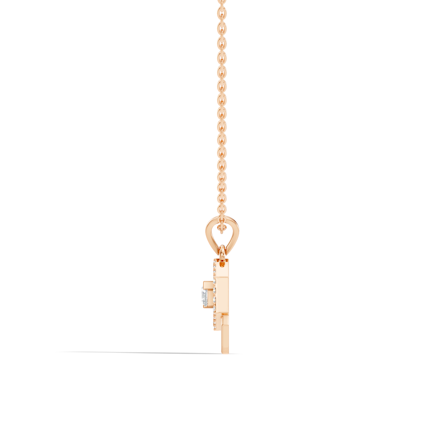 Dual Hexagon Princess-Cut Diamond Halo Pendant
