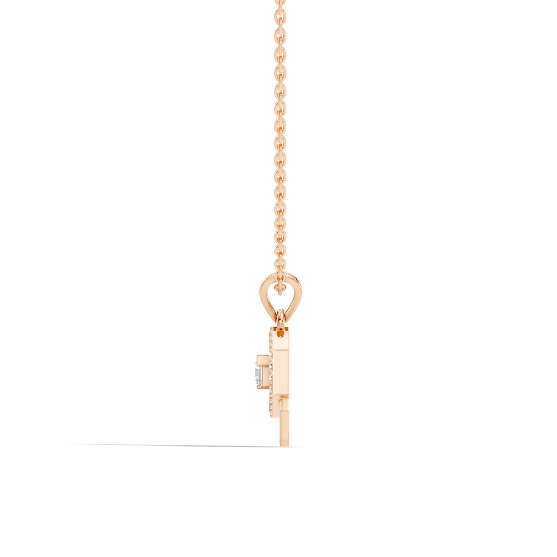 Dual Hexagon Princess-Cut Diamond Halo Pendant