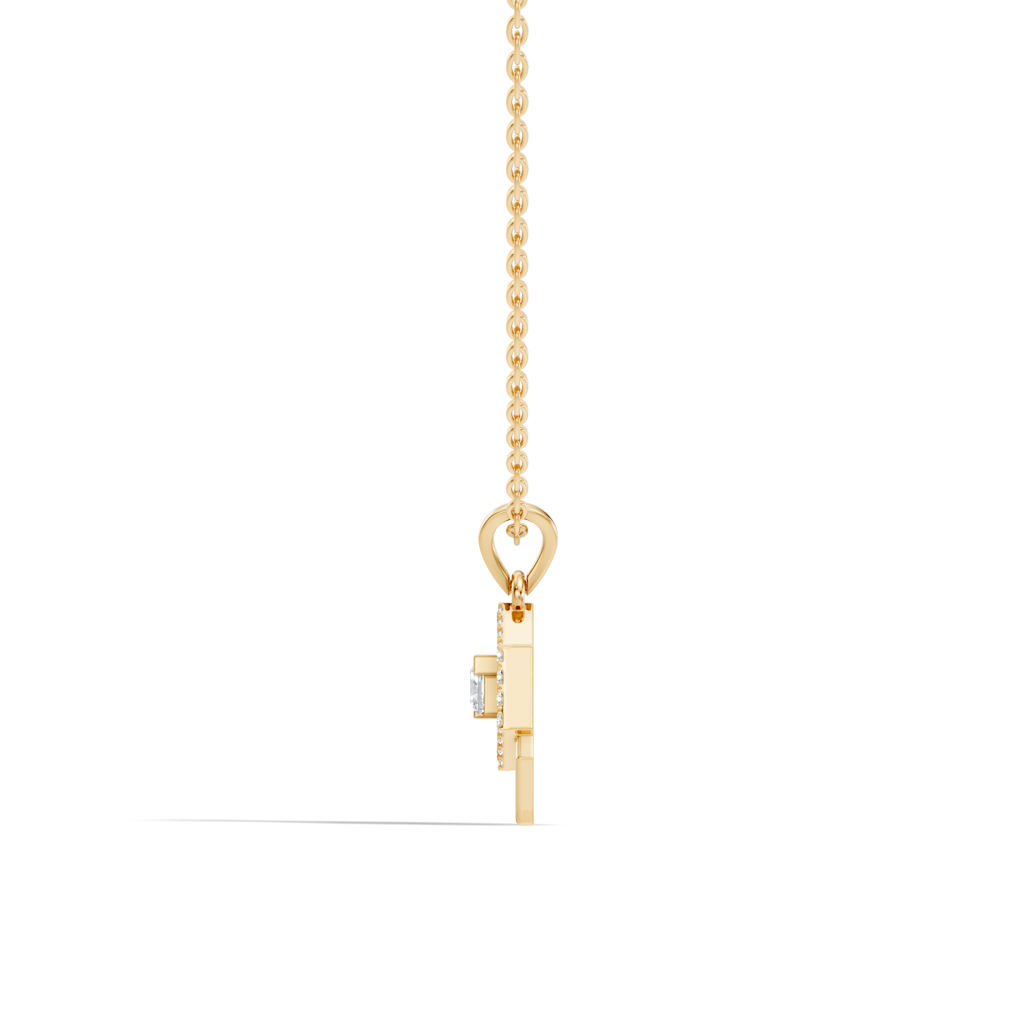 Dual Hexagon Princess-Cut Diamond Halo Pendant