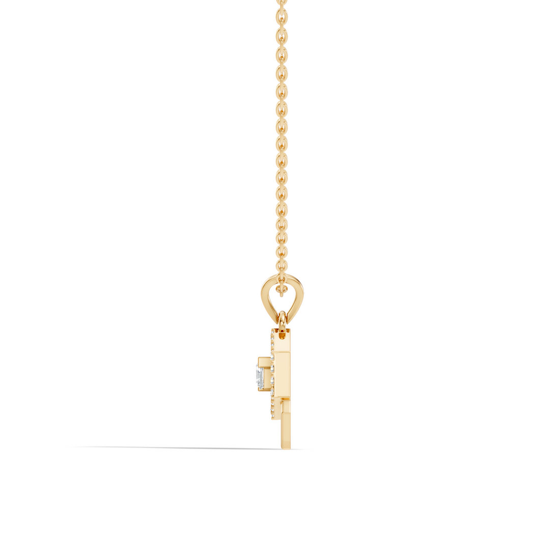 Dual Hexagon Princess-Cut Diamond Halo Pendant