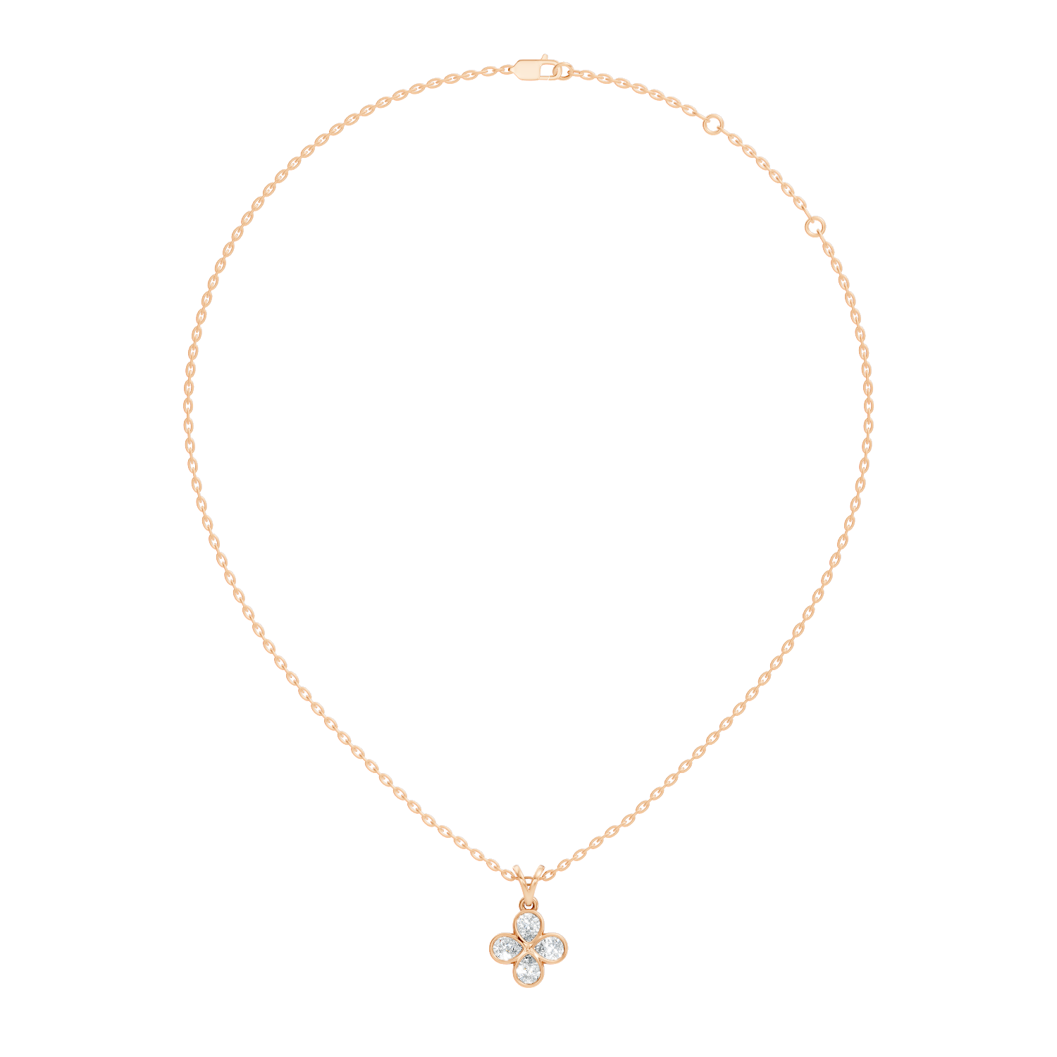 Four-Leaf Clover Pear-Cut Diamond Bezel-Set Pendant