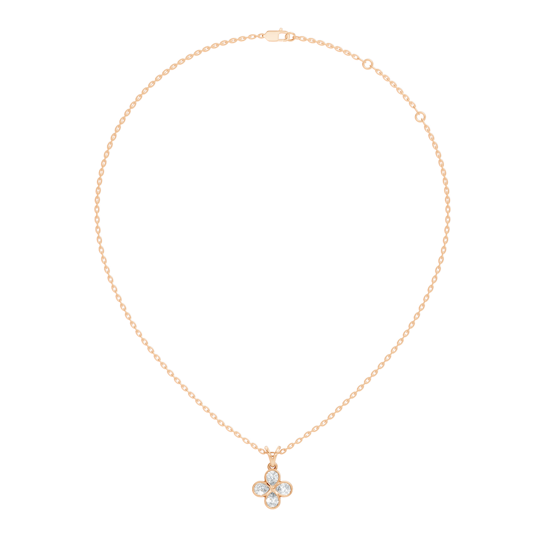 Four-Leaf Clover Pear-Cut Diamond Bezel-Set Pendant