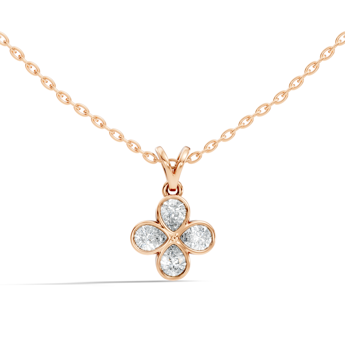 Four-Leaf Clover Pear-Cut Diamond Bezel-Set Pendant