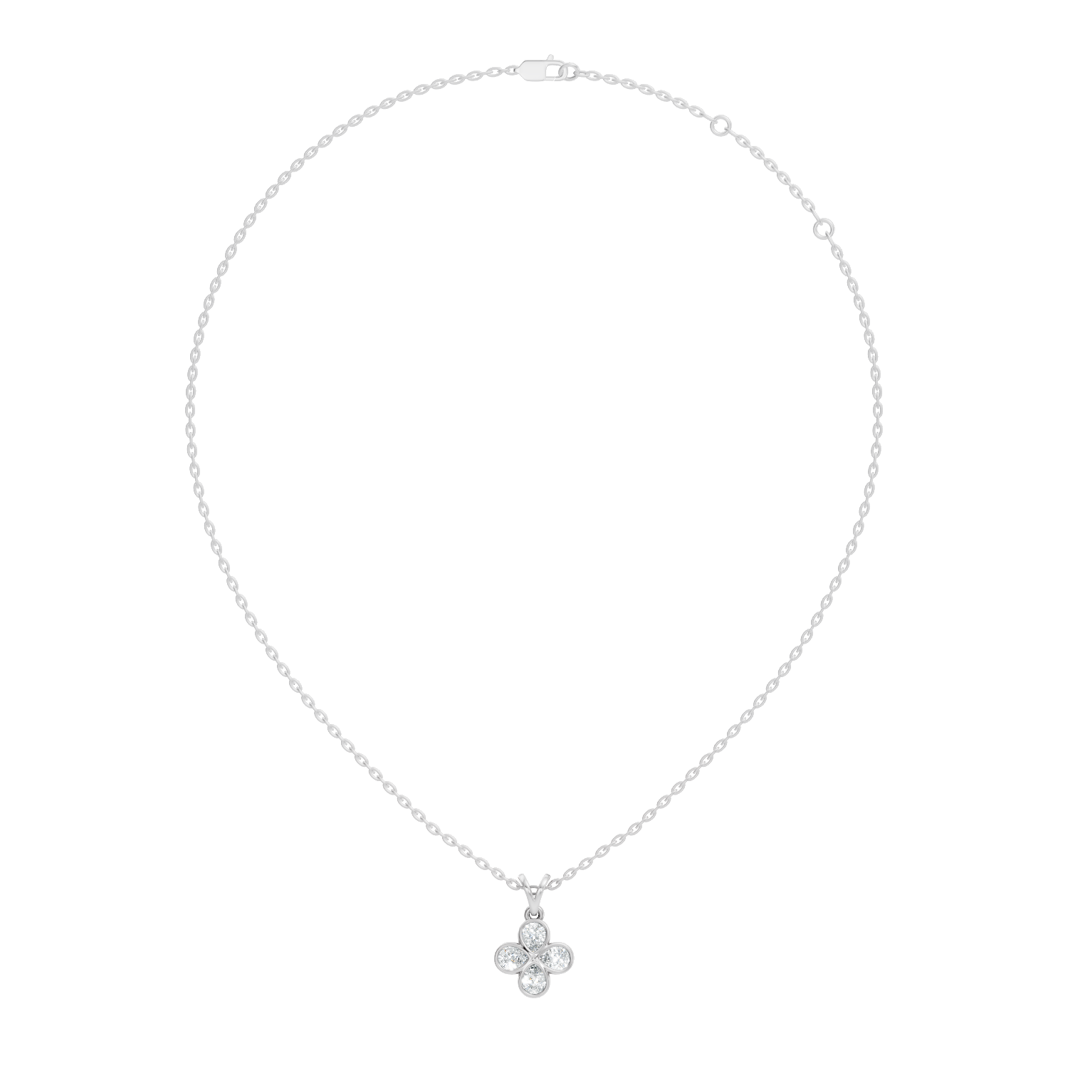 Four-Leaf Clover Pear-Cut Diamond Bezel-Set Pendant