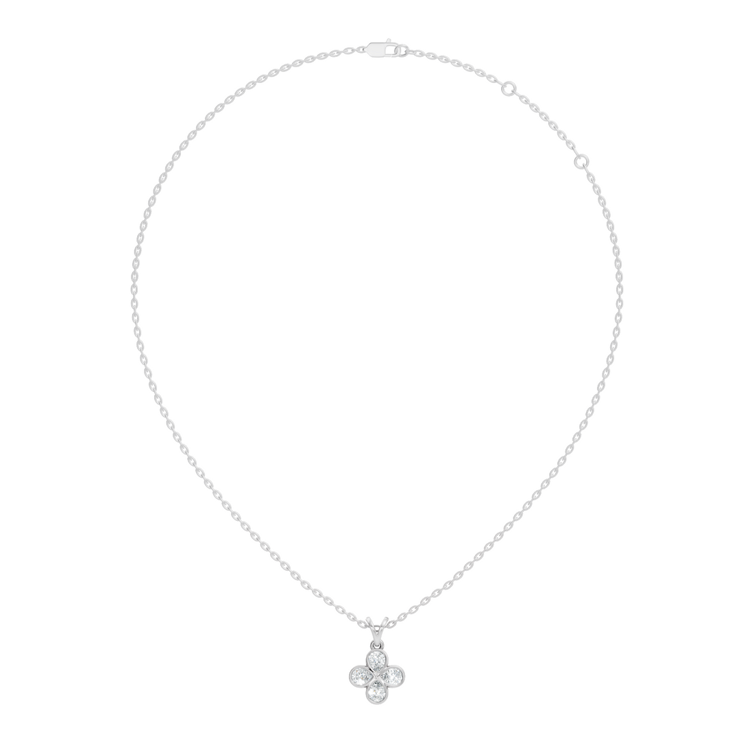 Four-Leaf Clover Pear-Cut Diamond Bezel-Set Pendant