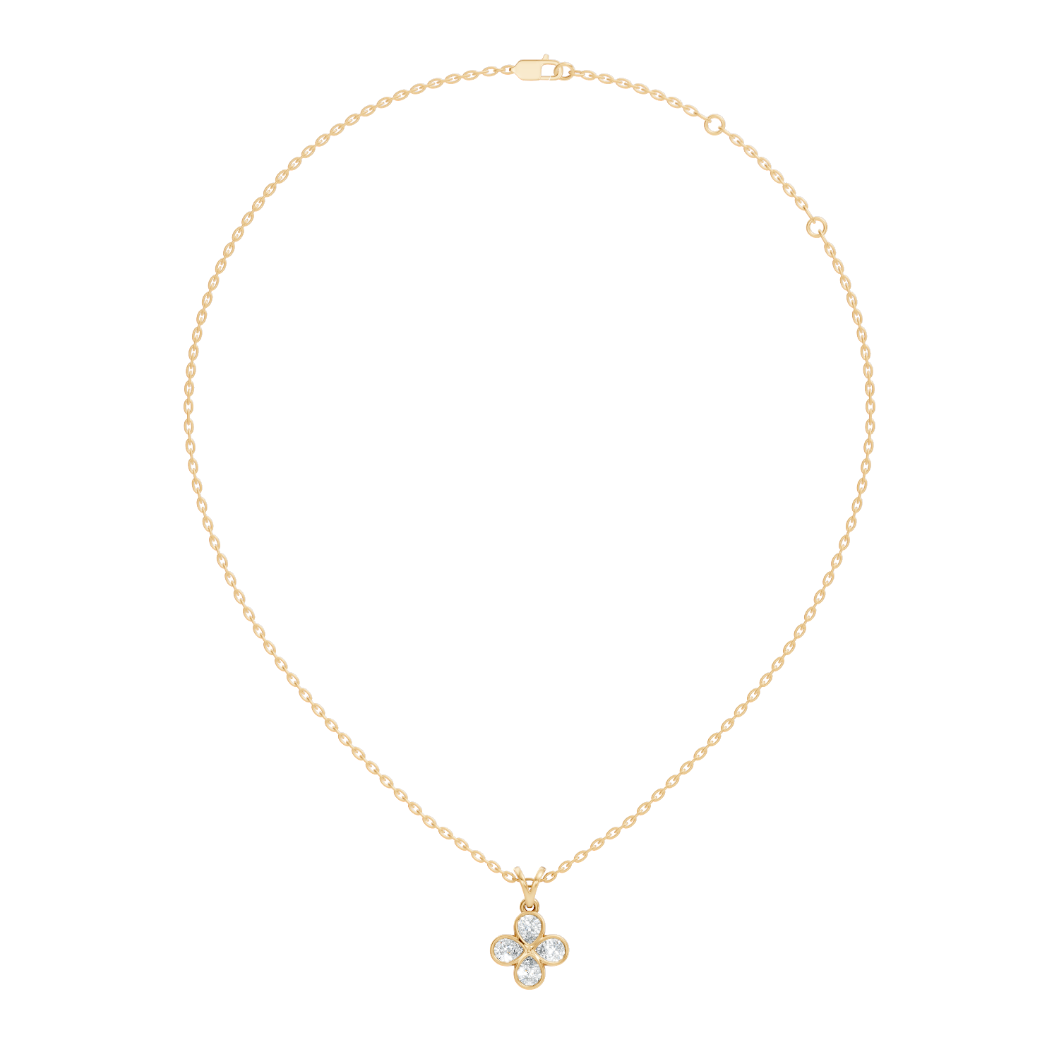 Four-Leaf Clover Pear-Cut Diamond Bezel-Set Pendant