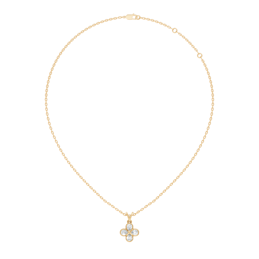 Four-Leaf Clover Pear-Cut Diamond Bezel-Set Pendant