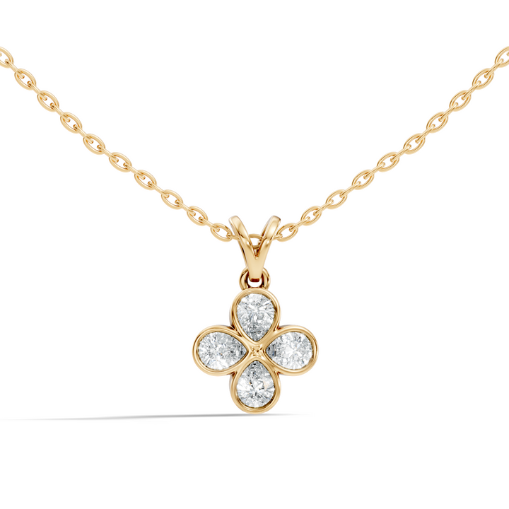 Four-Leaf Clover Pear-Cut Diamond Bezel-Set Pendant