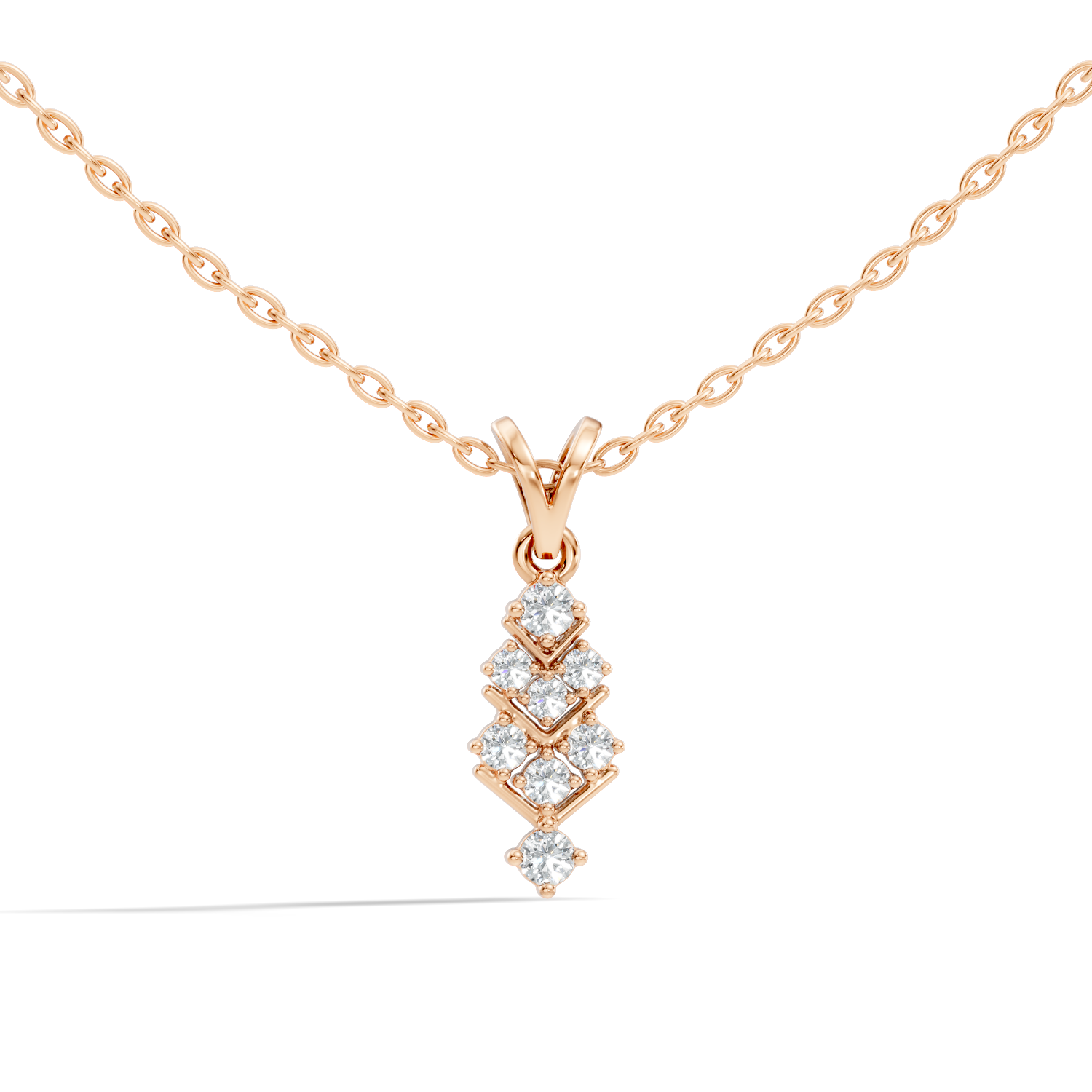 Chevron Geometric Diamond Drop Pendant