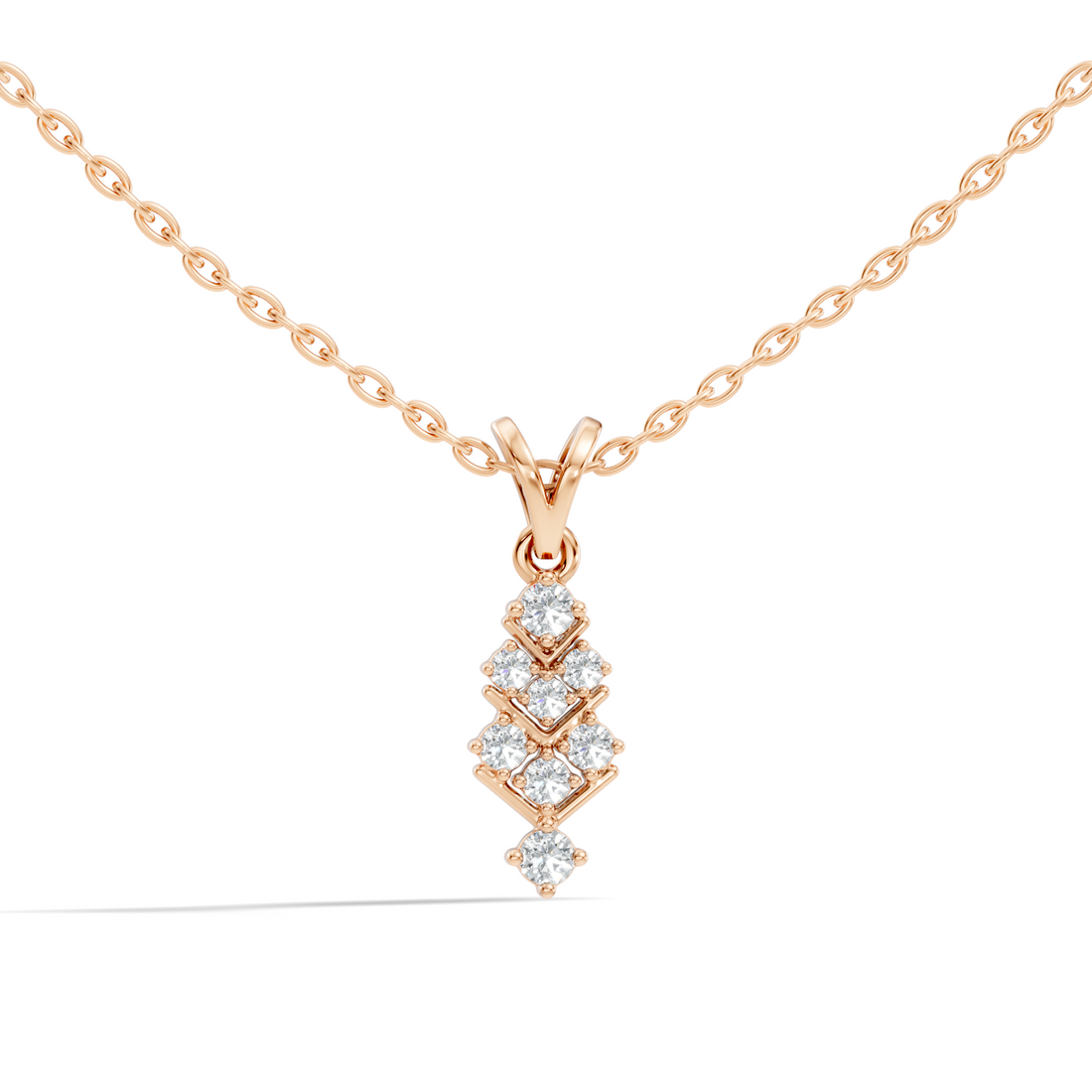 Chevron Geometric Diamond Drop Pendant