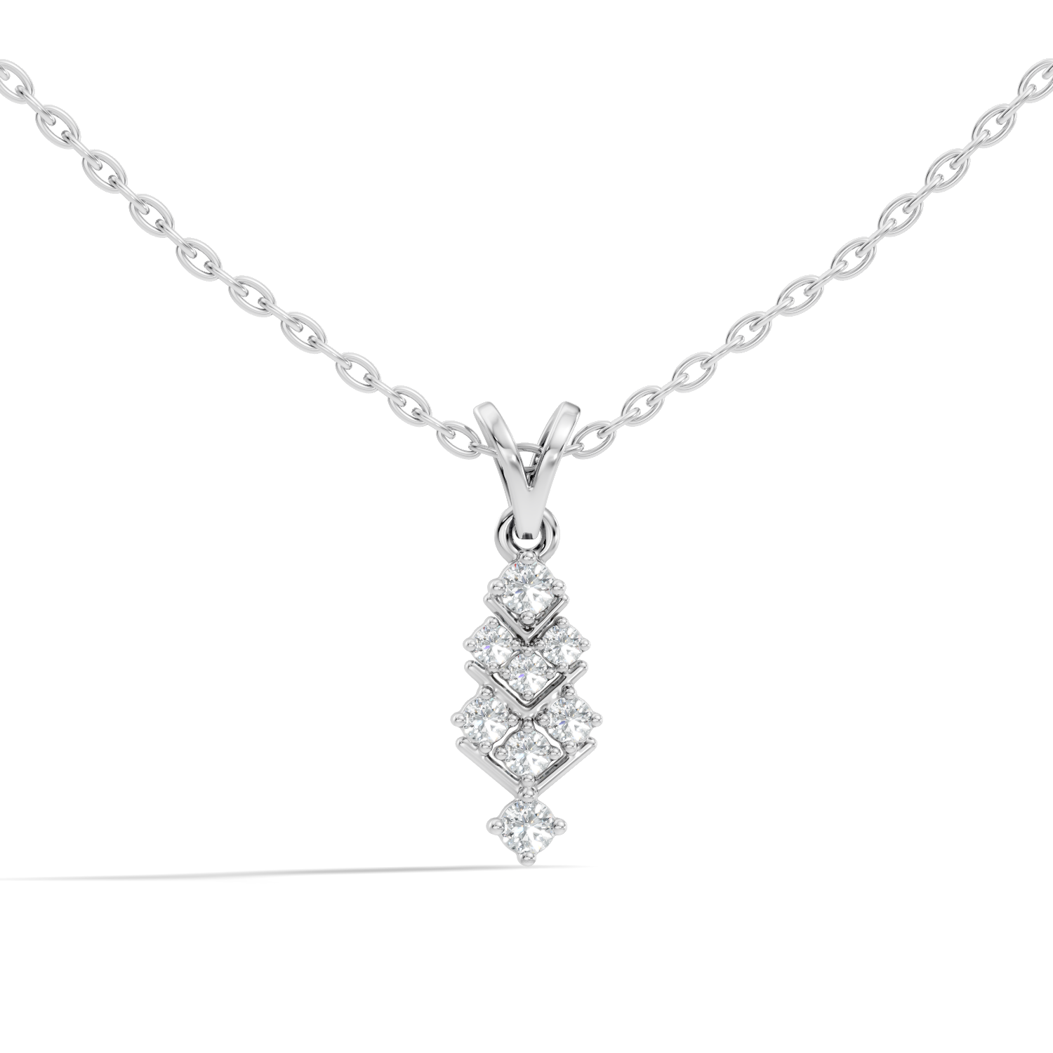 Chevron Geometric Diamond Drop Pendant