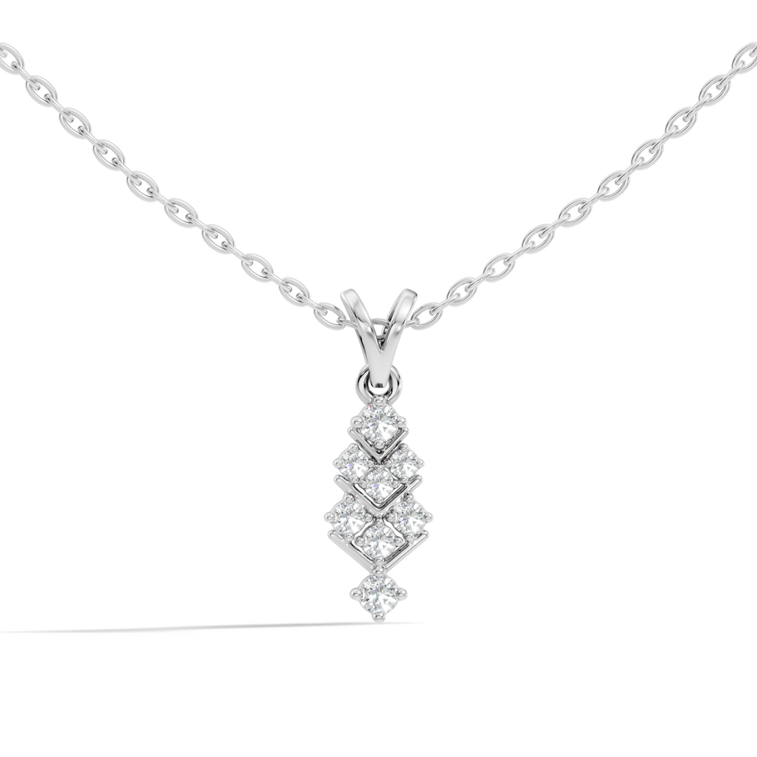 Chevron Geometric Diamond Drop Pendant