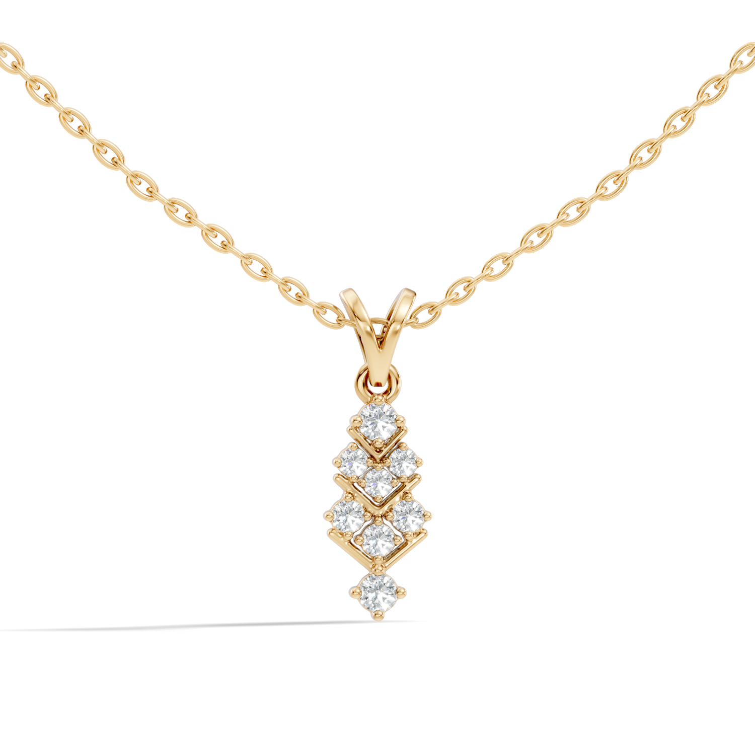 Chevron Geometric Diamond Drop Pendant