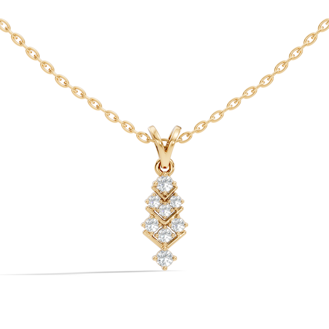 Chevron Geometric Diamond Drop Pendant