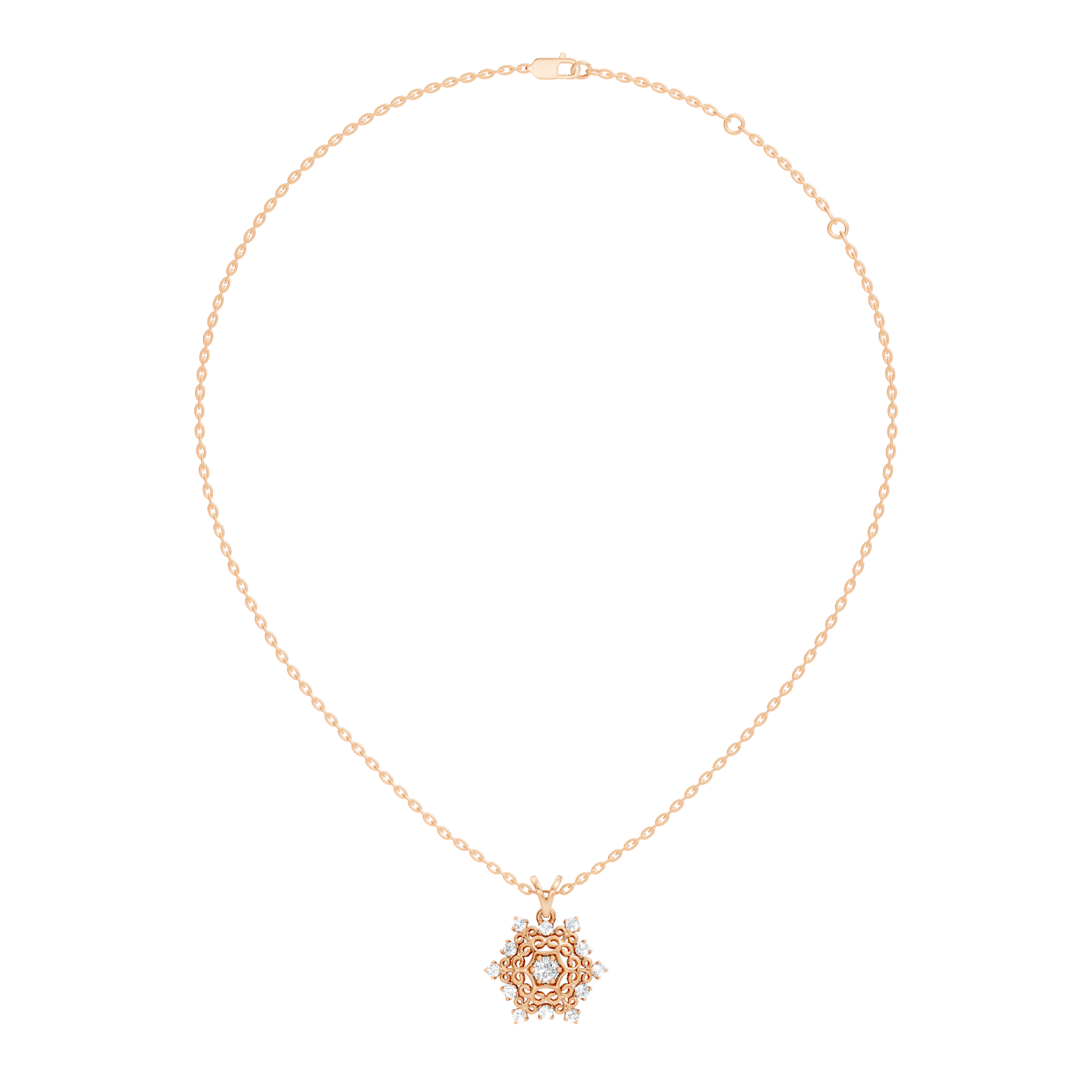 Filigree Snowflake Diamond Cluster Pendant