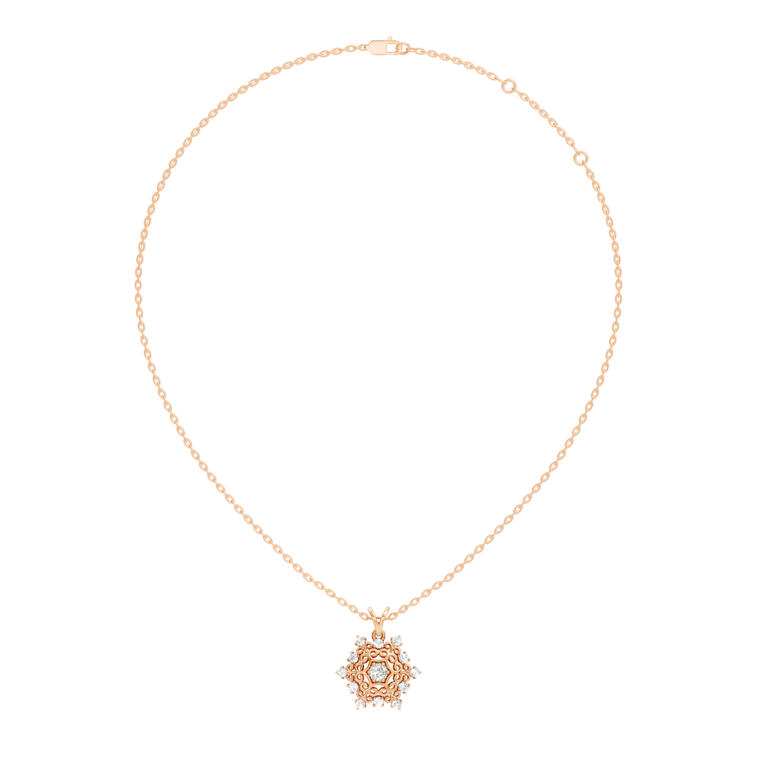 Filigree Snowflake Diamond Cluster Pendant
