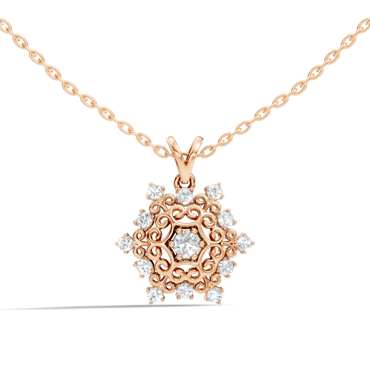Filigree Snowflake Diamond Cluster Pendant